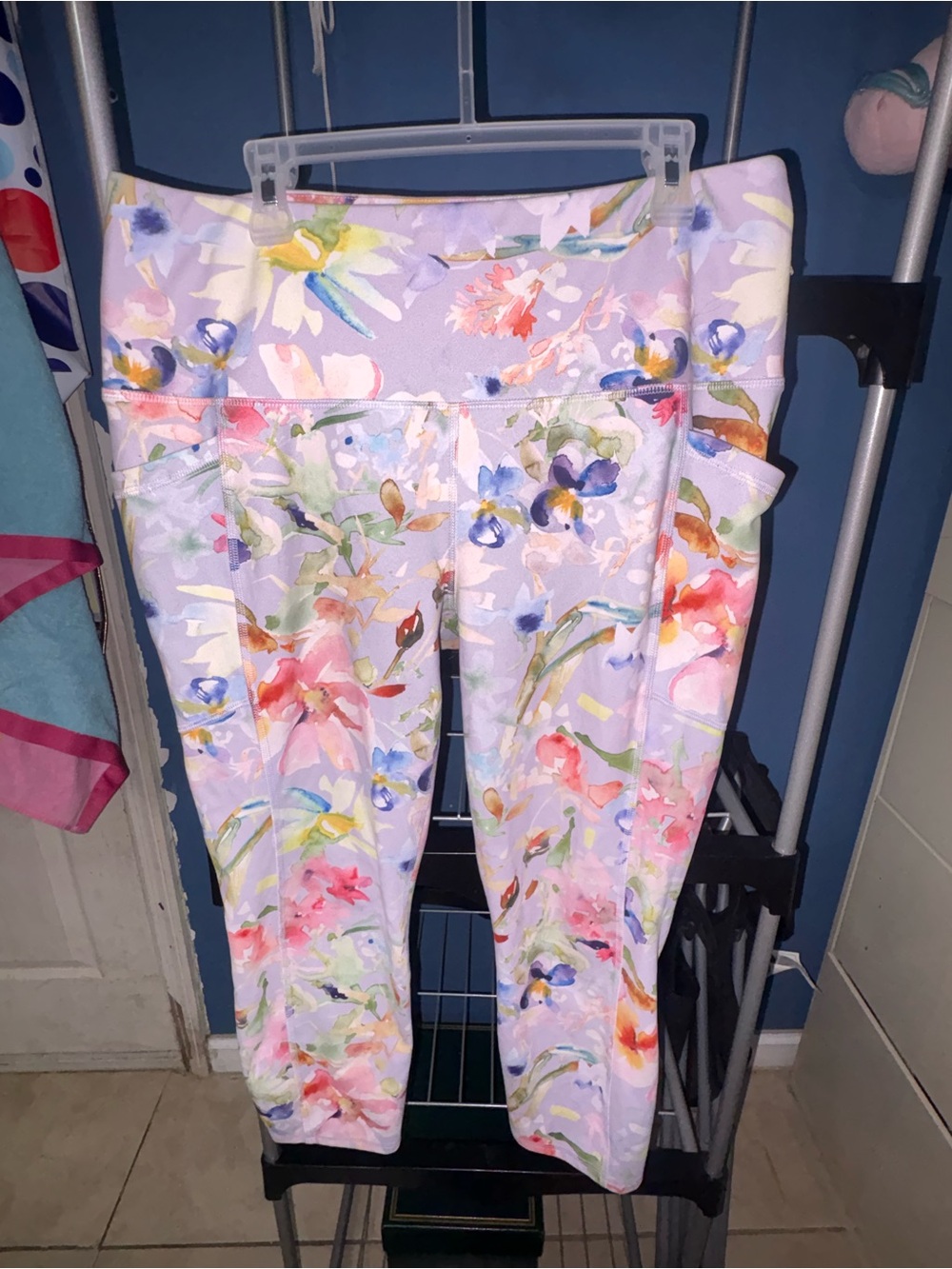 RBX Lavender Floral Capri Leggings